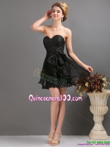 2015 Gorgeous Sashe Mini Length Dama Dress in Black