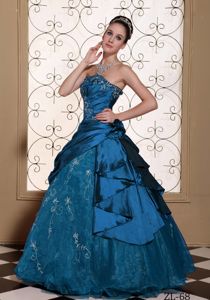 Custom Made Strapless Embroidery Quinceanera Dress with Overskirt
