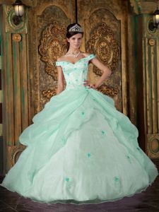 Sexy Off-the-shoulder 2013 Apple Green Sweet 16 Dress