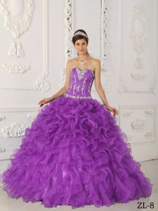 Organza Lavender Sweetheart Quinceanera Gown with Appliques