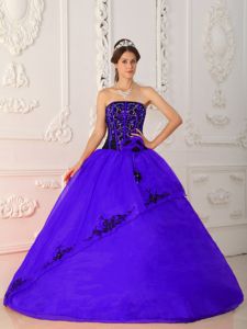 Satin and Organza Appliques Quinceanera Dress in Purple