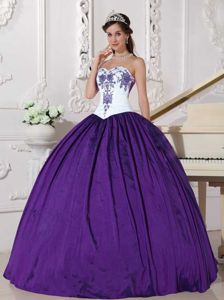 White and Eggplant Purple Quince Dresses with Embroidery