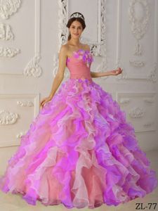 Ruffled Multi-Color Ball Gown Strapless Quinceanera Gown Dresses