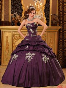 Sweetheart Beading and Appliques Dark Purple Quinceanera Dress