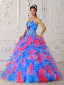 Discount Multi-color Appliques and Hand Made Flower Quinces Dresses
