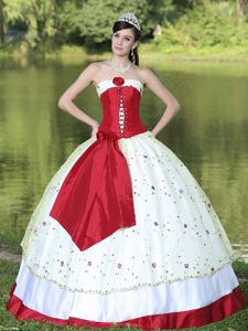 Handle Flower and Corset Front Decorated Colorful Quinceanera Dress
