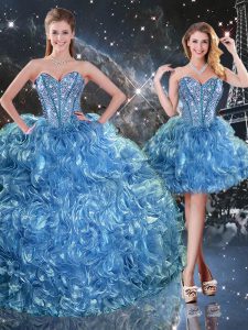 Customized Organza Sleeveless Floor Length Sweet 16 Quinceanera Dress and Beading and Ruffles