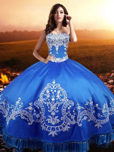 Luxurious Ball Gowns Quinceanera Dresses Blue Sweetheart Taffeta Sleeveless Floor Length Lace Up