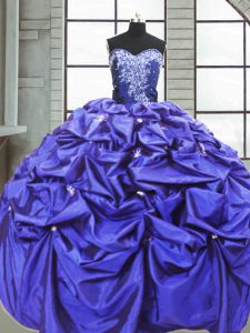 High End Sweetheart Sleeveless Lace Up Quinceanera Dress Purple Taffeta