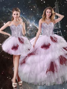 Floor Length Three Pieces Sleeveless Multi-color Quinceanera Dresses Lace Up