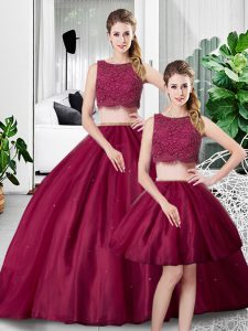 Sleeveless Zipper Floor Length Lace and Ruching Quinceanera Gown