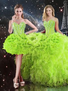 Sumptuous Sweetheart Sleeveless Lace Up 15 Quinceanera Dress Organza