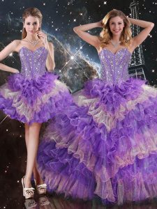 Multi-color Sleeveless Beading and Ruffled Layers Floor Length Quinceanera Dresses
