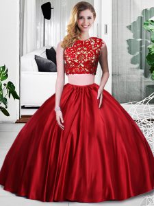 New Arrival Lace and Ruching Quinceanera Dresses Wine Red Zipper Sleeveless Floor Length
