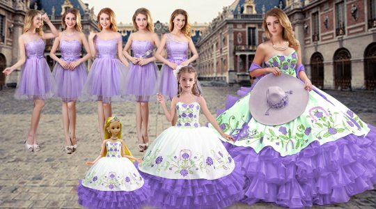 Elegant Lavender Sleeveless Satin and Organza Lace Up Ball Gown Prom Dress for Military Ball and Sweet 16 and Quinceanera