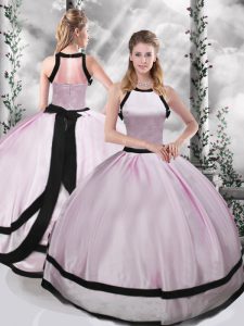 Gorgeous Pink Sleeveless Ruching Floor Length Sweet 16 Dress