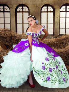 Best Selling Multi-color Lace Up Quinceanera Gown Embroidery and Ruffled Layers Sleeveless Floor Length