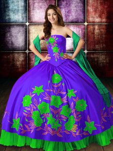 Multi-color Strapless Neckline Embroidery Sweet 16 Quinceanera Dress Sleeveless Lace Up