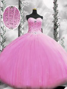 Fashion Lilac Quinceanera Dress Military Ball and Sweet 16 and Quinceanera with Beading Sweetheart Sleeveless Lace Up