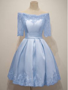 Off The Shoulder Half Sleeves Taffeta Dama Dress for Quinceanera Lace Lace Up