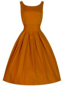 Attractive Knee Length A-line Sleeveless Orange Quinceanera Court of Honor Dress Lace Up