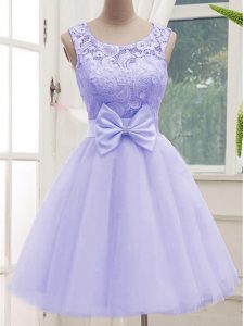 Scoop Sleeveless Tulle Dama Dress Lace and Bowknot Lace Up