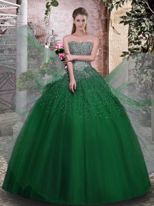 Affordable Sleeveless Lace Up Floor Length Beading Quinceanera Dress