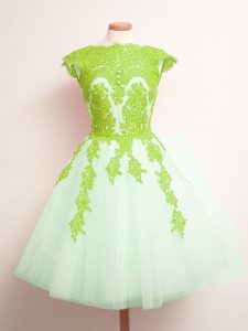 Sleeveless Mini Length Appliques Lace Up Court Dresses for Sweet 16 with