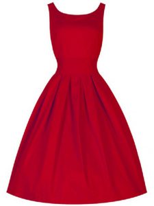 Glamorous Red Dama Dress for Quinceanera Prom and Party and Wedding Party with Ruching Scoop Sleeveless Lace Up