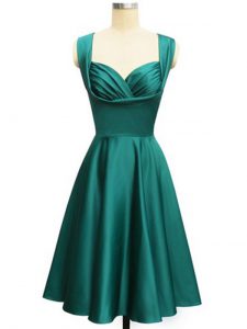 Decent Knee Length Teal Quinceanera Court of Honor Dress Straps Sleeveless Lace Up