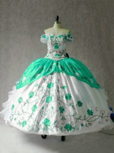 Multi-color Organza Lace Up Quinceanera Dress Cap Sleeves Floor Length Embroidery and Ruffles