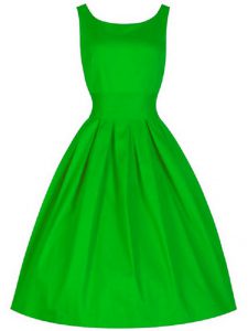 High Quality Green Lace Up Scoop Ruching Vestidos de Damas Taffeta Sleeveless