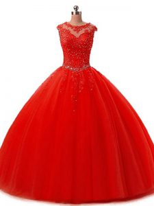 Extravagant Tulle Sleeveless Floor Length Sweet 16 Dress and Beading and Lace