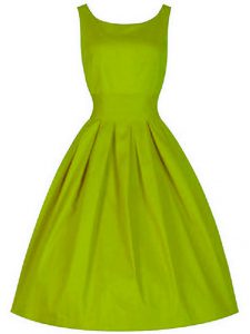 Fancy Olive Green Sleeveless Knee Length Ruching Lace Up Damas Dress