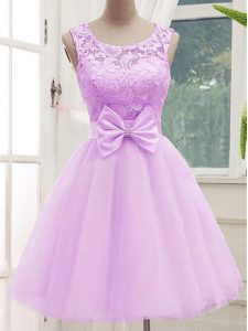 Sweet Scoop Sleeveless Tulle Quinceanera Court Dresses Lace and Bowknot Lace Up