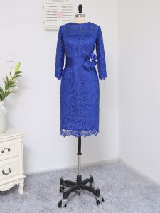 Scoop Long Sleeves Zipper Mother Dresses Royal Blue Lace