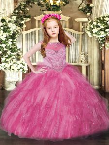 Sleeveless Zipper Floor Length Beading and Ruffles Pageant Gowns For Girls