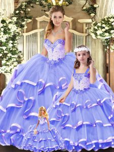 Super Ball Gowns Ball Gown Prom Dress Lavender Sweetheart Tulle Sleeveless Floor Length Lace Up