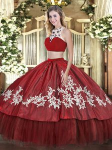 Sleeveless Backless Floor Length Beading and Appliques Quinceanera Gowns