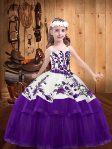 High End Organza Sleeveless Floor Length Little Girls Pageant Dress Wholesale and Embroidery