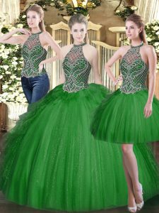 Discount Sleeveless Beading and Ruffles Lace Up Quinceanera Dresses