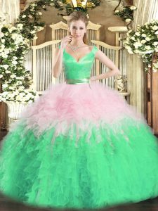 Floor Length Ball Gowns Sleeveless Multi-color Quinceanera Dresses Zipper