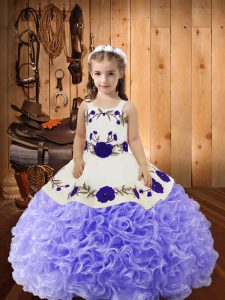 Dazzling Sleeveless Embroidery and Ruffles Lace Up Little Girls Pageant Dress Wholesale