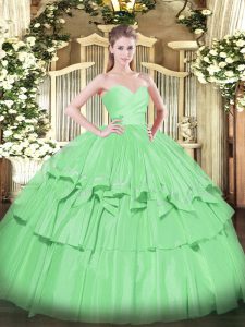 Enchanting Sweetheart Sleeveless Lace Up Sweet 16 Dresses Apple Green Taffeta