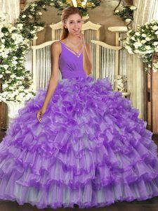 Sleeveless Backless Floor Length Beading and Ruffled Layers Sweet 16 Quinceanera Dress