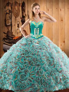 With Train Multi-color Quinceanera Dresses Sweetheart Sleeveless Sweep Train Lace Up