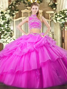 Eye-catching Beading and Ruffles and Pick Ups Quinceanera Gowns Lilac Backless Sleeveless Floor Length
