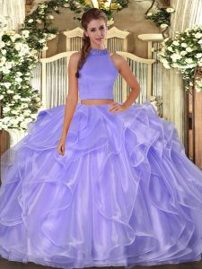 Discount Sleeveless Beading and Ruffles Side Zipper Quinceanera Gowns