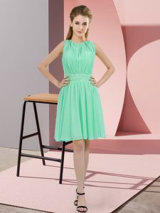 Sleeveless Knee Length Sequins Zipper Quinceanera Dama Dress with Apple Green