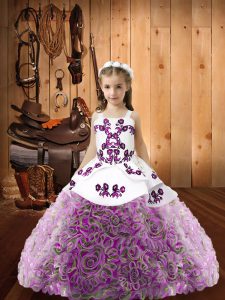 Organza and Fabric With Rolling Flowers Sleeveless Floor Length Winning Pageant Gowns and Beading